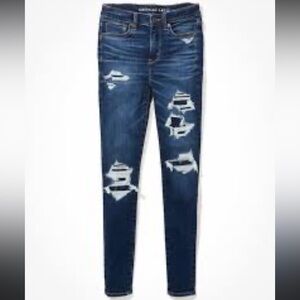 American Eagle outfitters distressed dark wash skinny jeans jegging size 6